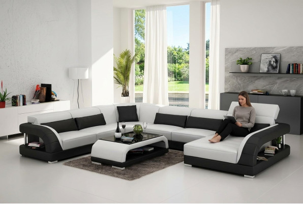 Ontwerp hoekbank woonkamer meubels Moderne hoekbank lederen bekleding bank