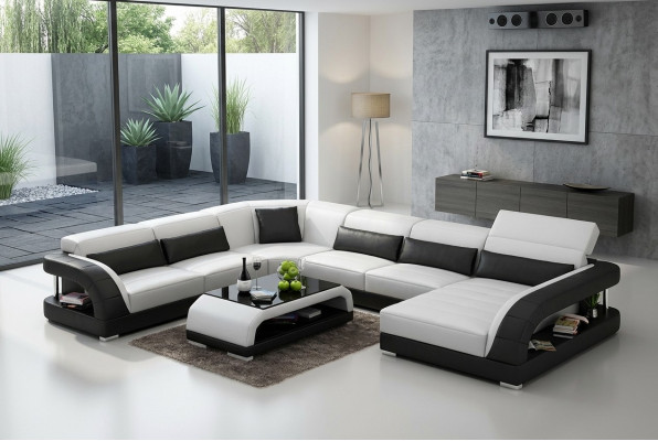 Ontwerp hoekbank woonkamer meubels Moderne hoekbank lederen bekleding bank
