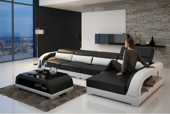 Lederen bekleding design hoekbank hoekbank bank bank L-vorm woonkamer