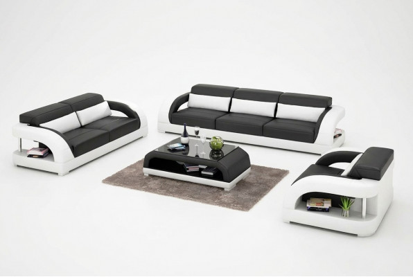 Woonlandschap bankstel 3+2+1 zits Designer bankstel Leren bankstel Moderne bankstel
