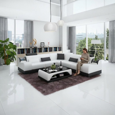 Hoekbank Moderne hoekbank Ontwerp Woonkamer Meubels Lederen bekleding Bank