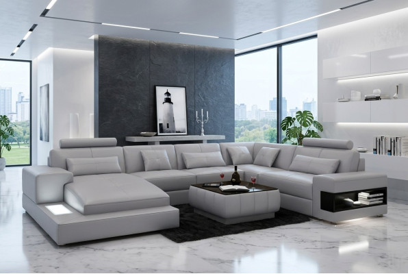 Hoekbank Beklede Leren Bank Designer Bank Hoekbank U-vorm Moderne Bank