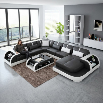 Woonkamer leren xxl bank bank landschap moderne designer bekleding