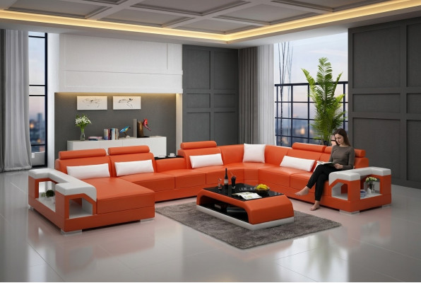 Ontwerp hoekbank woonkamer meubels decoratie Moderne hoekbank leren bekleding bankstel