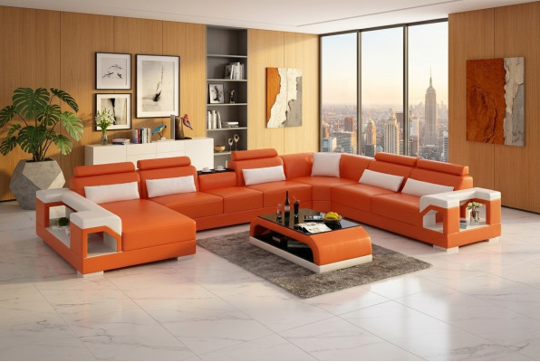 Ontwerp hoekbank woonkamer meubels decoratie Moderne hoekbank leren bekleding bankstel