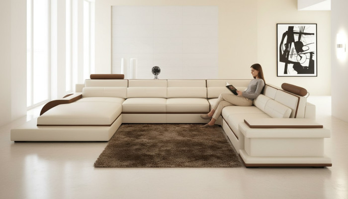 Modern woonkamer design hoekbank meubels hoekbank leren bekleding bankstel