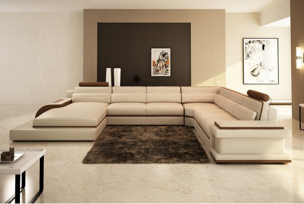 Modern woonkamer design hoekbank meubels hoekbank leren bekleding bankstel