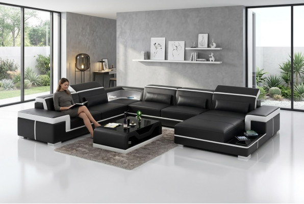 Hoekbank Design Moderne Woonkamer Meubels Hoekbank Leren Bekleding Bank