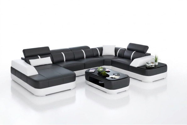 Leder xxl bank bankstel woonkamer landschap moderne designer hoekbank