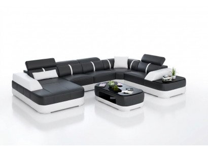 Leder xxl bank bankstel woonkamer landschap moderne designer hoekbank