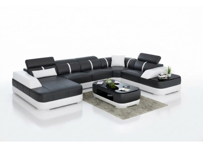 Hoekbank Ontwerp Moderne Woonkamer Hoekbank Leren Bekleding Bank Sofa