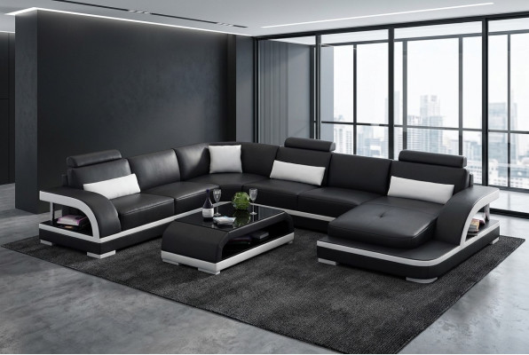 Ontwerp hoekbank woonkamer decor meubels moderne hoekbank lederen bekleding bankstel