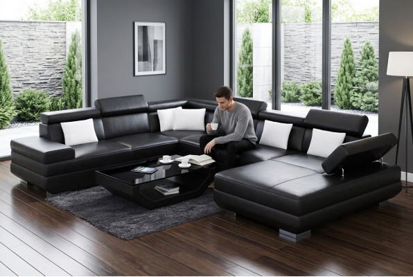 Bank woonkamer leer XXL bankstel bekleding landschap moderne ontwerper