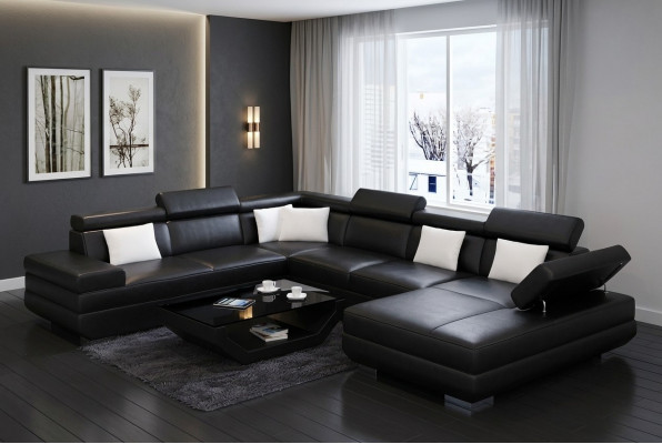 Bank woonkamer leer XXL bankstel bekleding landschap moderne ontwerper