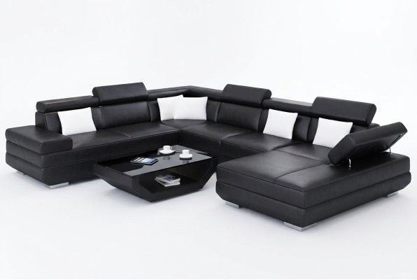 Hoekbank Woonkamer Ontwerp Moderne Hoekbank Lederen bekleding Bank Sofa
