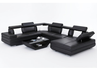 Hoekbank Woonkamer Ontwerp Moderne Hoekbank Lederen bekleding Bank Sofa