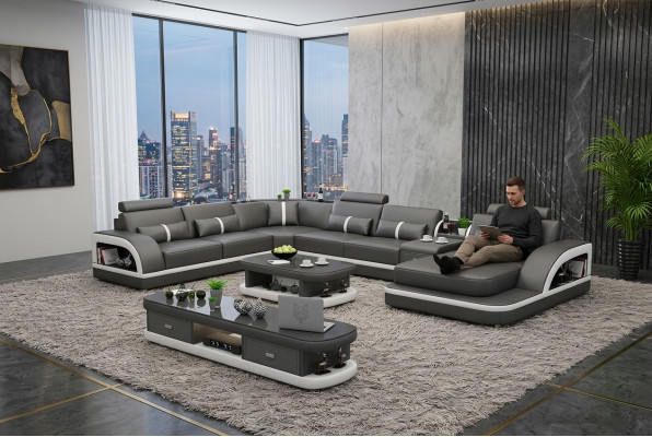 Woonkamer leren xxl bank bank kussen landschap moderne ontwerper