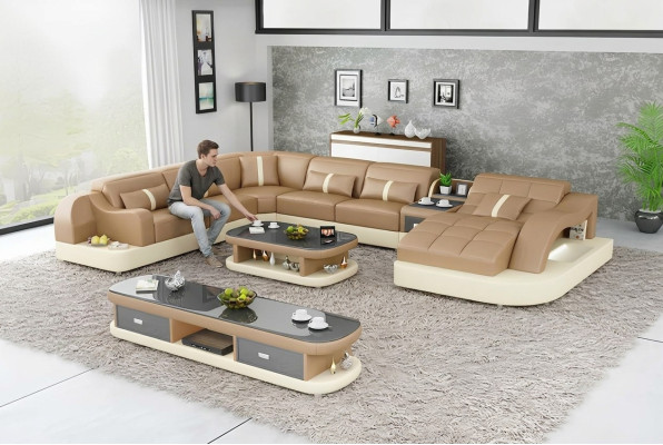 Leder xxl bank bank bekleding woonkamer landschap moderne ontwerper