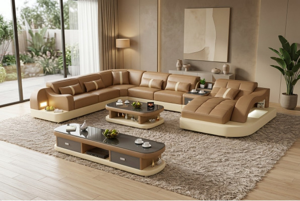 Leder xxl bank bank bekleding woonkamer landschap moderne ontwerper