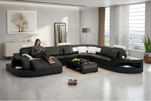 Hoekbank Ontwerp Hoekbank Woonkamer Meubilair Leren Bekleding Bank Bank Woonlandschap