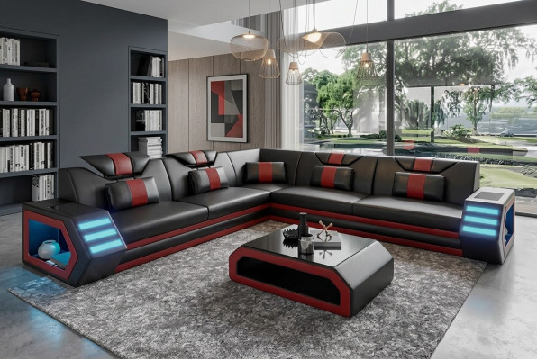 Ontwerp woonkamer hoekbank hoekbank meubels leren bekleding bank bank L-vorm + tafel