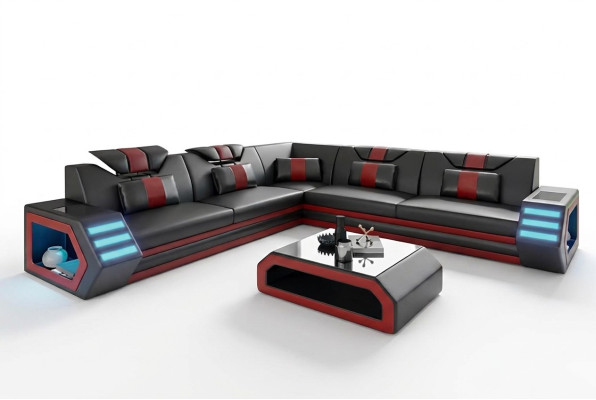 Ontwerp woonkamer hoekbank hoekbank meubels leren bekleding bank bank L-vorm + tafel
