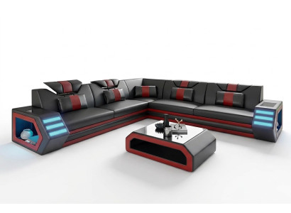 Ontwerp woonkamer hoekbank hoekbank meubels leren bekleding bank bank L-vorm + tafel