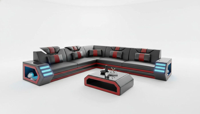 Leren bekleding ontwerp woonkamer hoekbank hoekbank bank bank L-vorm woonlandschap