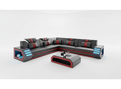 Leren bekleding ontwerp woonkamer hoekbank hoekbank bank bank L-vorm woonlandschap