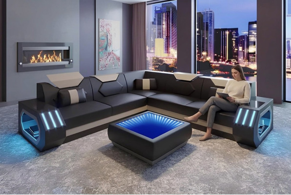Hoekbank leren bekleding design woonkamer hoekbank bank bank L-vorm woonlandschap