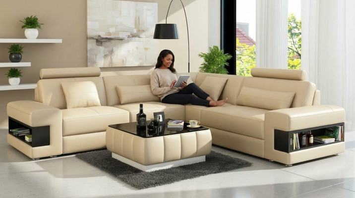 Hoekbank hoekbank design woonkamer meubels leren kussens bank bank
