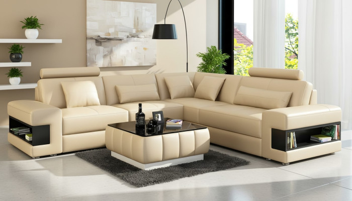 Hoekbank hoekbank design woonkamer meubels leren kussens bank bank