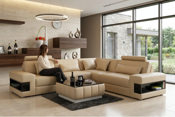 Ontwerp hoekbank Decor woonkamer meubels Moderne hoekbank Lederen bekledingBank