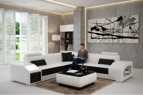 Ontwerp hoekbank woonkamer hoekbank leren bekleding bank bank L-vorm