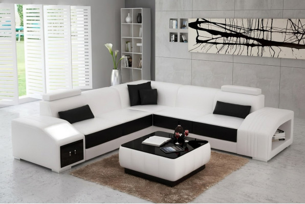 Ontwerp hoekbank woonkamer hoekbank leren bekleding bank bank L-vorm