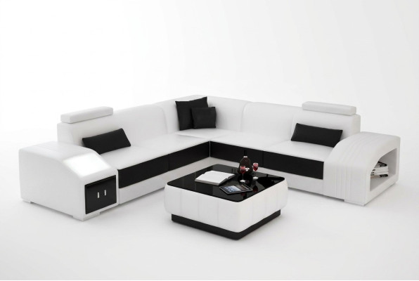 Leren bekleding Ontwerp Hoekbank Bank Bank L Vorm Woonlandschap Woonkamer Hoekbank