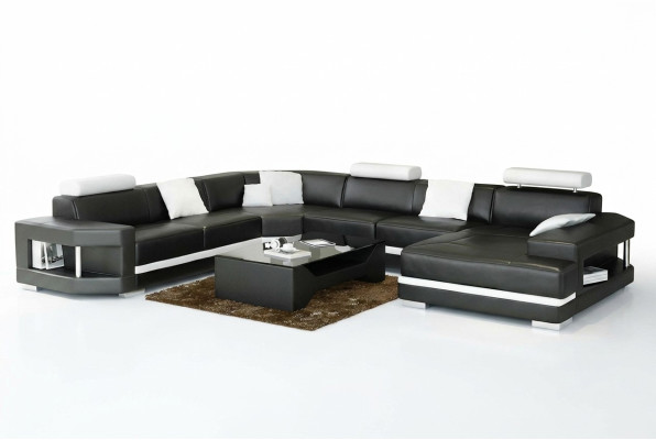 Ontwerp Moderne Woonkamer Hoekbank Meubels Hoekbank Lederen Beklede Bank