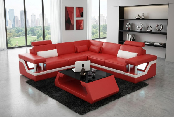 Hoekbank Ontwerp Hoekbank Woonkamer Meubels Leren Bekleding Bank Sofa