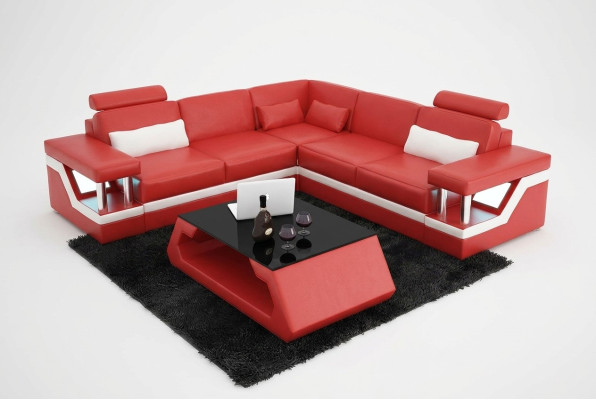 Hoekbank Ontwerp Hoekbank Woonkamer Meubels Leren Bekleding Bank Sofa