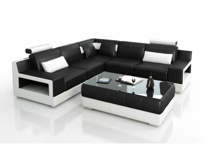 Woonkamer lederen xxl bank landschap sofa moderne designer hoekkussen