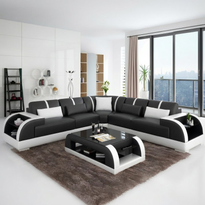 Ontwerp Bank Meubels Hoekbank Hoekbank Woonkamer Lederen Bekleding Bank