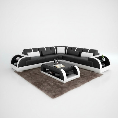 Ontwerp Moderne hoekbank woonkamer meubels Leren hoekbank met bekleding Bank