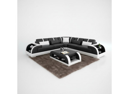 Ontwerp Moderne hoekbank woonkamer meubels Leren hoekbank met bekleding Bank