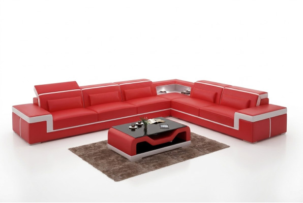 Ontwerp woonkamer hoekbank meubels hoekbank lederen bekleding bank bank L-vorm + tafel.