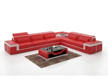 Ontwerp woonkamer hoekbank meubels hoekbank lederen bekleding bank bank L-vorm + tafel.