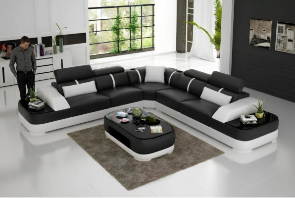 Woonkamer hoekbank Design hoekbank Moderne leren bekleding Bankstel