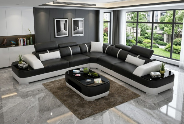 Woonkamer hoekbank Design hoekbank Moderne leren bekleding Bankstel