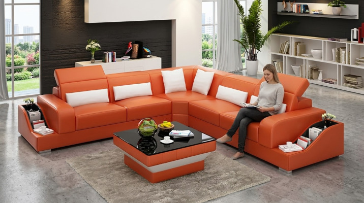 Ontwerp meubelen hoekbank woonkamer hoekbank lederen bekleding bank sofa