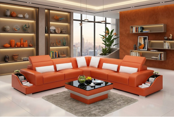 Ontwerp meubelen hoekbank woonkamer hoekbank lederen bekleding bank sofa