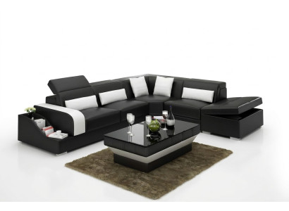 Ontwerp Moderne hoekbank L-vormige bank Woonkamer lederen bekleding Bank Bank